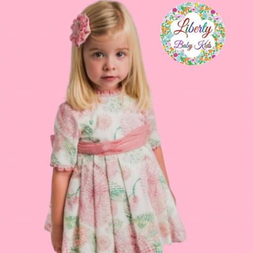 Vestido Niña estampado blanco y rosa La Ormiga [0]