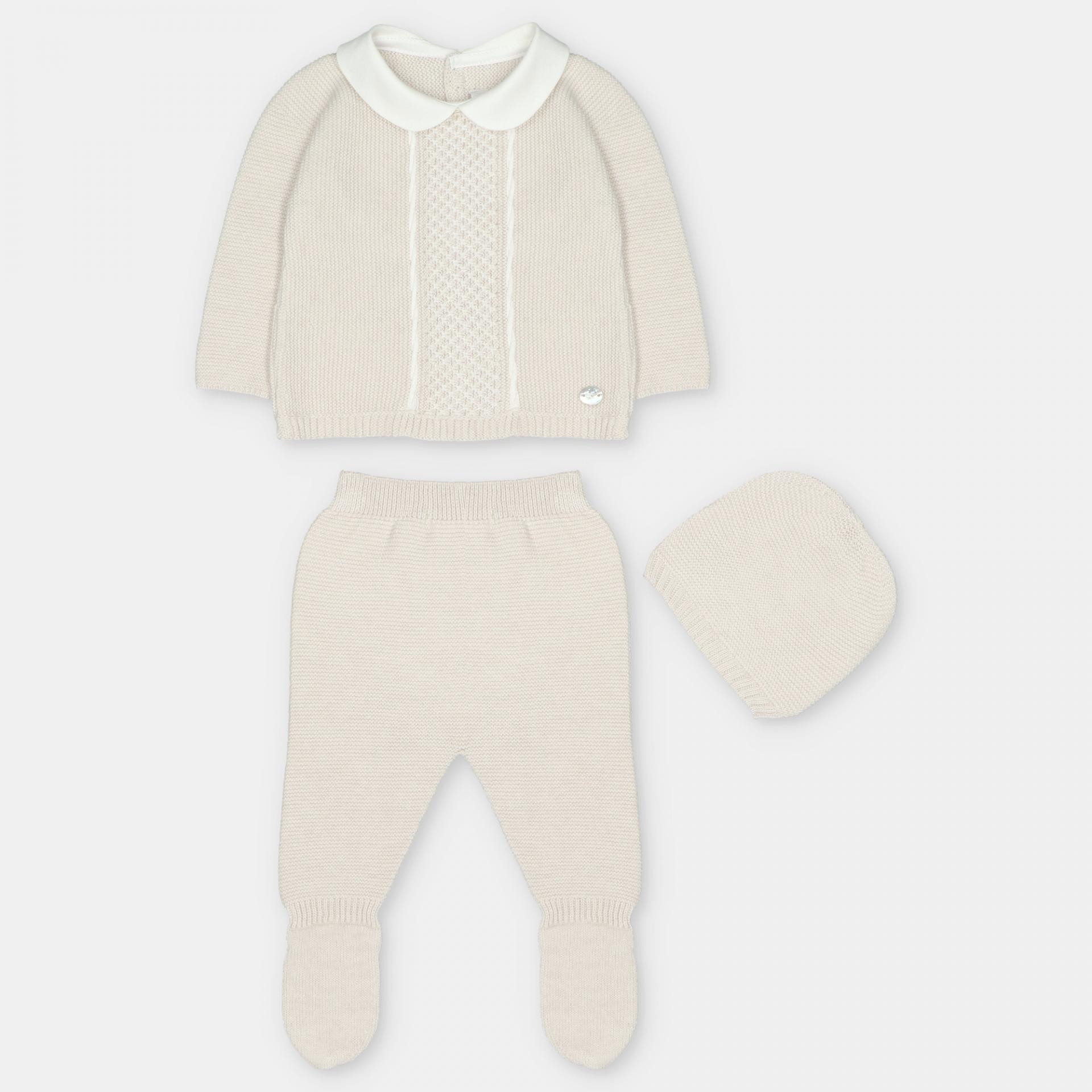 Conjunto 3 piezas gorrito Aller beige Martín Aranda ref.10321