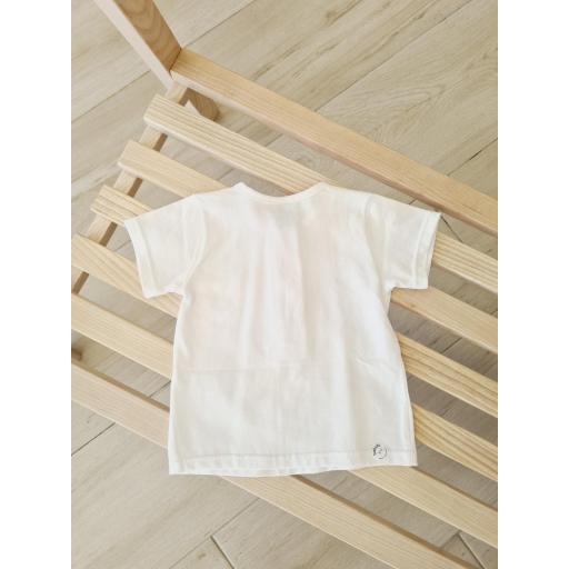 Camiseta básica blanco Babidu boton madera  ref.80112 [1]