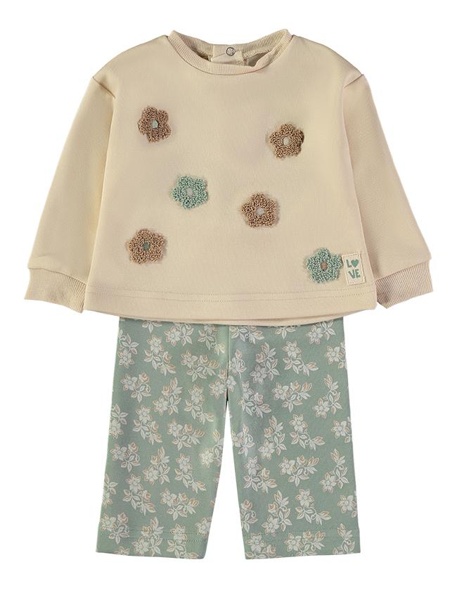 Conjunto niña Babybol flores verde ref.261059