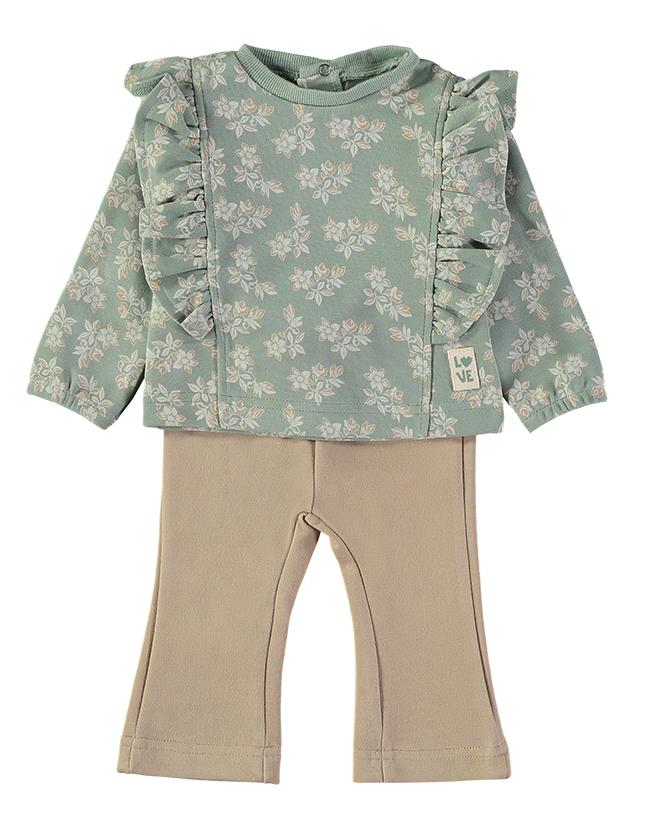 Conjunto niña Babybol verde flores ref.261060