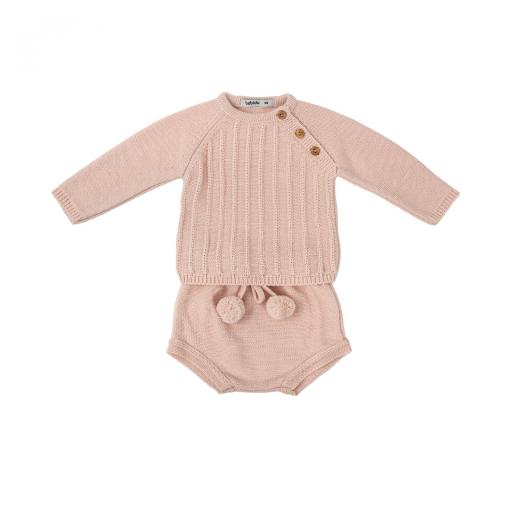 Conjunto 3 piezas con gorrito Laurel Babidú rosa ref.40816