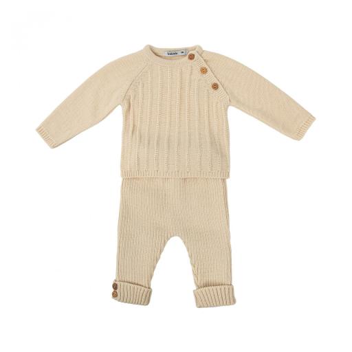 Conjunto 3 piezas con gorrito Laurel Babidú Beige ref.50816