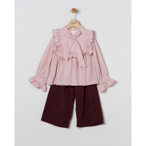 Conjunto blusa rayas Coco Acqua vino ref.50499