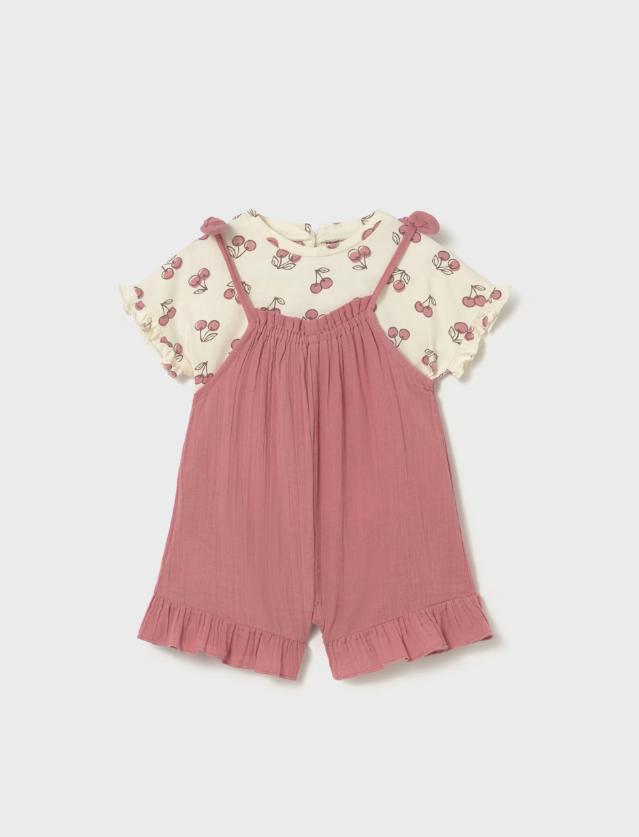 Conjunto peto y camiseta estampada color blush Mayoral ref.1656