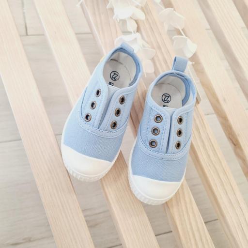 Zapatillas lonas elástico azul claro [2]