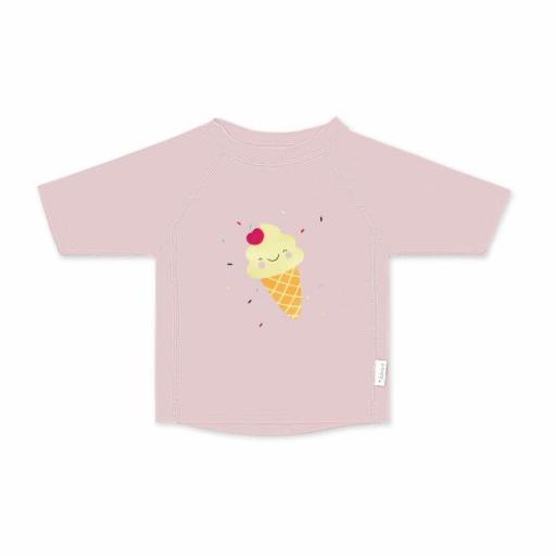 Camiseta baño Solar +50UV Helados Ice cream rosa