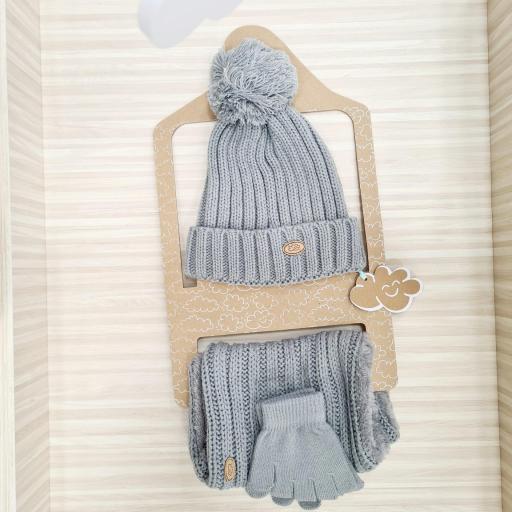 Conjunto Gorro,cuello y guantes Monnuage Gris ref.333GR