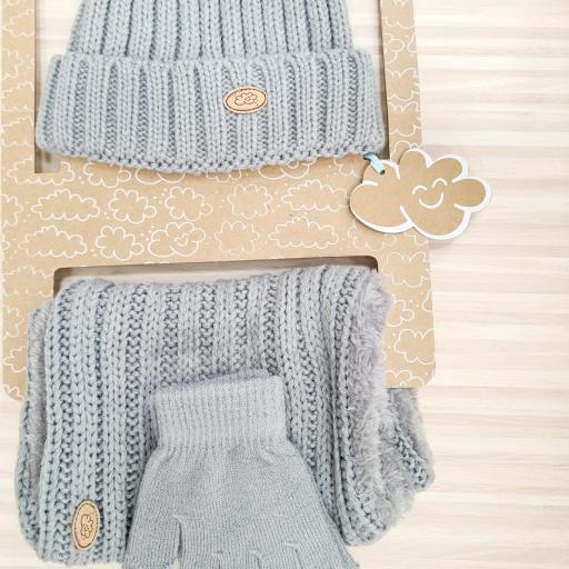 Conjunto Gorro,cuello y guantes Monnuage Gris ref.333GR [1]