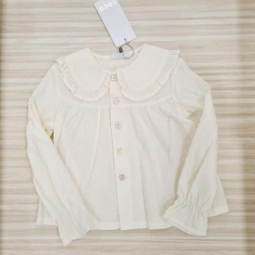 Blusa camisa plumeti marfil Cocoacqua ref.50376 