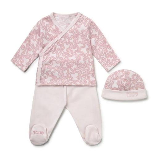 Conjunto Tous Baby primera puesta algodón rosa KaosP-2206  0/1 mes