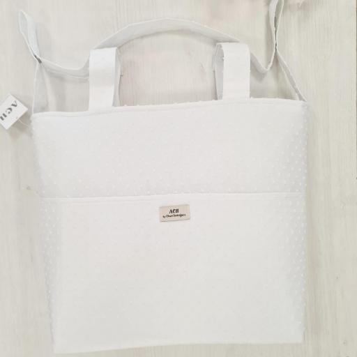 Bolso talega Plumeti blanco Artesanía Chari 