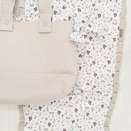 Conjunto Bolso y Colchoneta silla universal Búhos arena gofre Rapacinos