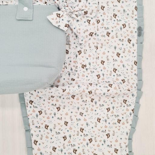 Conjunto Bolso y Colchoneta silla universal Búhos verde arpi Rapacinos