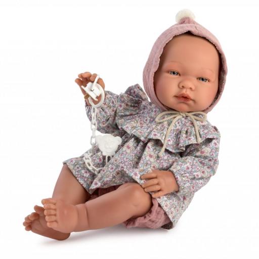 Muñeca 43cm María conjunto camisa volante flores pololo ref.0365960