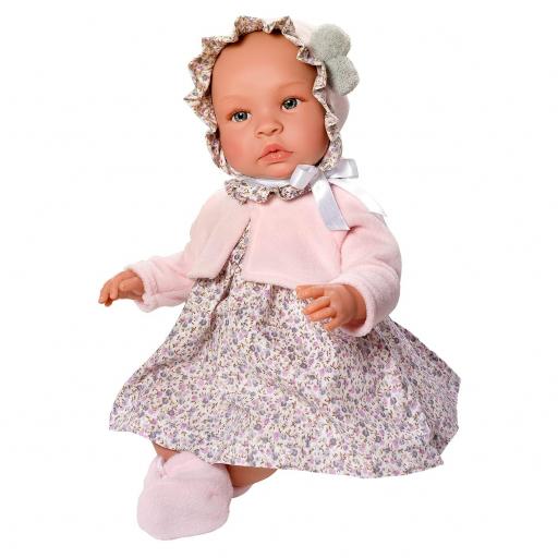 Muñeca 46cm Leo flores grises chaqueta rosa ref.0183470