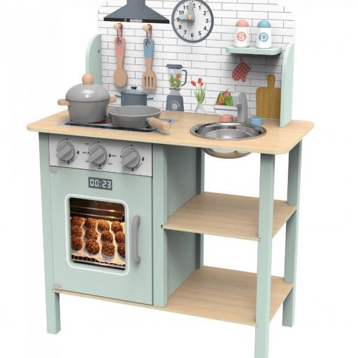 Cocina madera verde con accesorios ref.Tj250