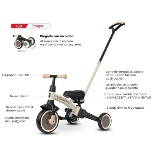 Triciclo Stager 3 en 1 Qplay Beig [3]