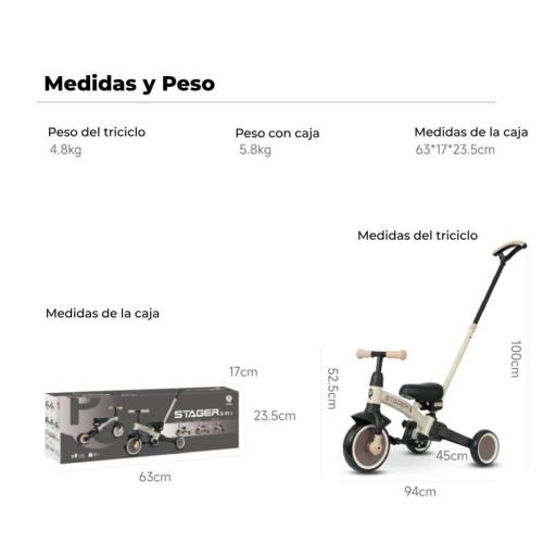 Triciclo Stager 3 en 1 Qplay Beig [1]