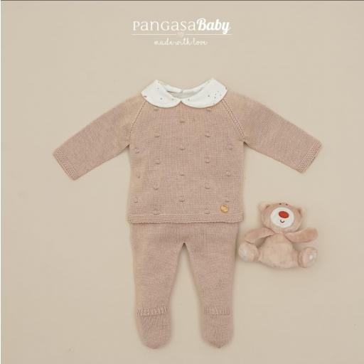 Conjunto polaina primera puesta Pangasa cuello bebé pato color arena ref.1503360