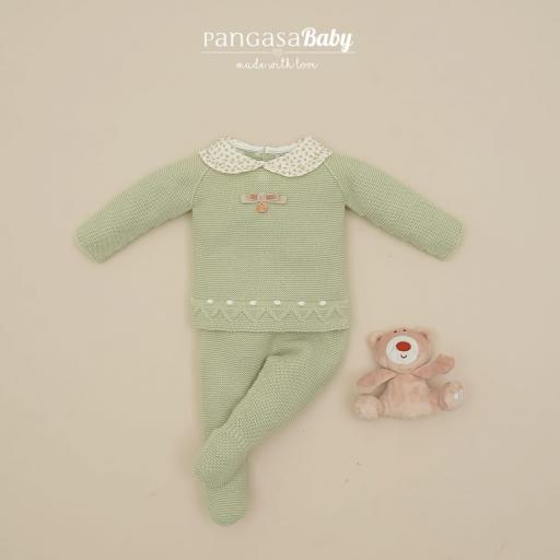 Conjunto polaina cuello bebé Pangasa verde hoja ref.1503215