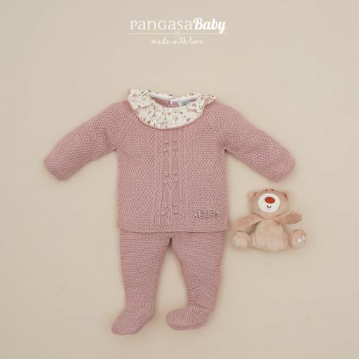 Conjunto polaina flores Pangasa rosa vintage ref.1503270