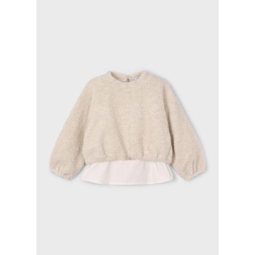 Sudadera borrego combinada niña Mayoral almendra ref.4431