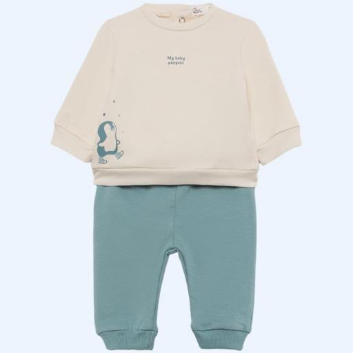 Conjunto niño sudadera My baby penguin Street Monkey verde ref.352040