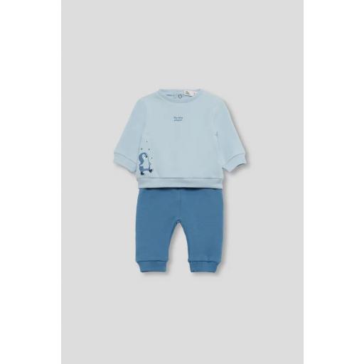 Conjunto niño sudadera My baby penguin Street Monkey azul ref.352040