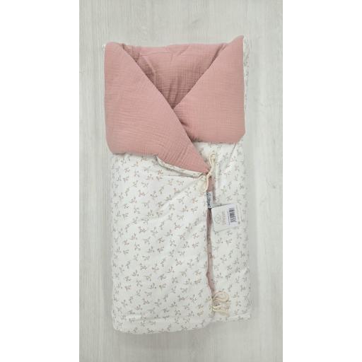 Saco manta reversible capazo universal ramilletes rosa D´peques ref.504 [0]