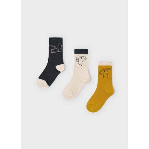 Pack 3 pares calcetines Dinosaurio mostaza Mayoral ref.10050
