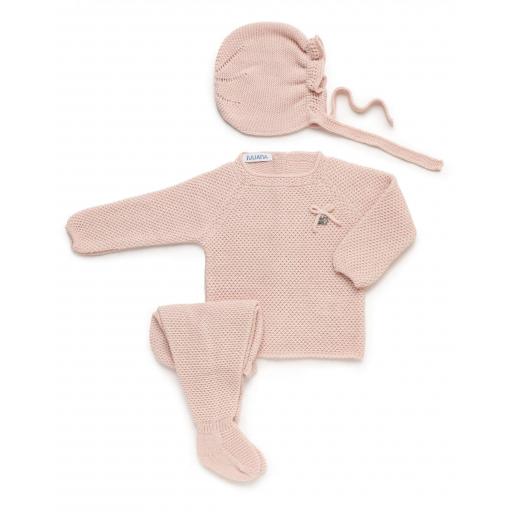 Conjunto 3p polaina lana Juliana Recogidas rosa palo ref.25560