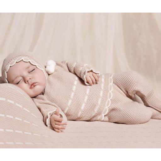 Conjunto 3p polaina Juliana lana Recogida pasacintas ref.25563 rosa palo
