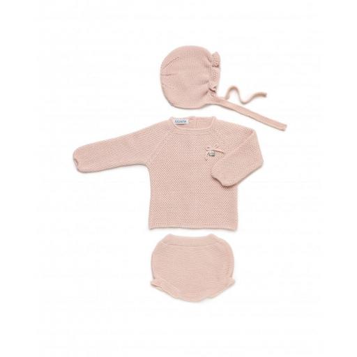 Conjunto 3p braguita Recogidas lana Juliana ref.25580 rosa palo