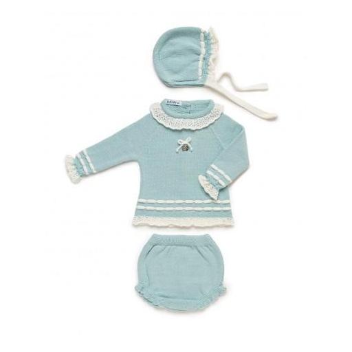 Conjunto 3p braguita lana Juliana verde agua ref.25575 [0]