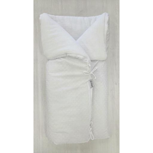 Saco manta reversible capazo universal D´peques plumeti y bambula blanco [0]