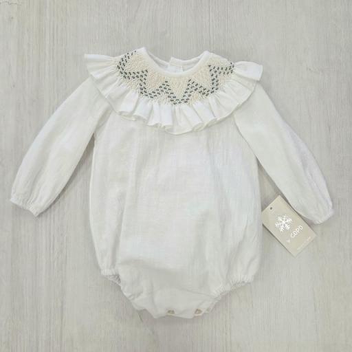 Pelele Copo Blanco roto y verde ref.4678