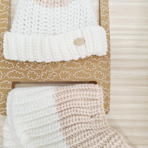 Conjunto gorro y cuello Monnuage rosa M.355  [1]