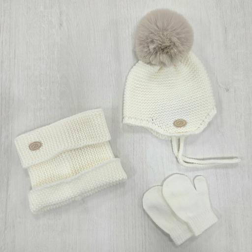 Conjunto Gorro, cuello y manoplas Marfil Monnuage 227 [0]
