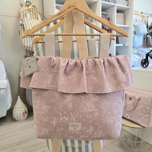 Talega con volante Uzturre Tirsa rosa empolvado