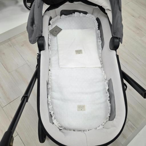 Colchón base capazo con muselina Luisa beig (blanco roto) Uzturre