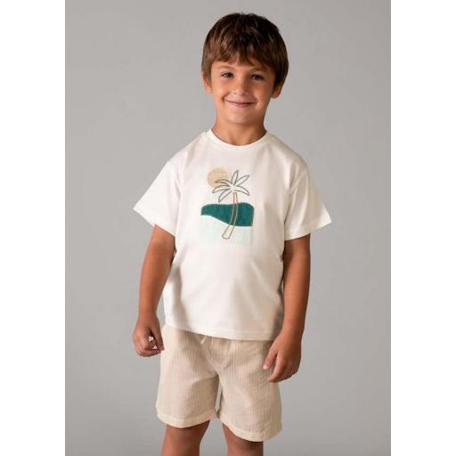 Conjunto bermuda y camiseta con bordado color mocca Mayoral ref.3218 [1]