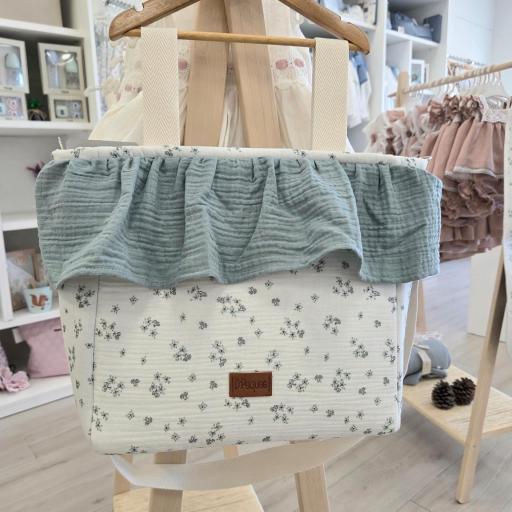 Bolso talega volante flores verde D´peques