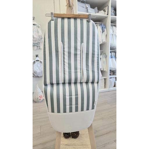 Colchoneta silla universal transpirable con pies polipiel Raya verde D´peques