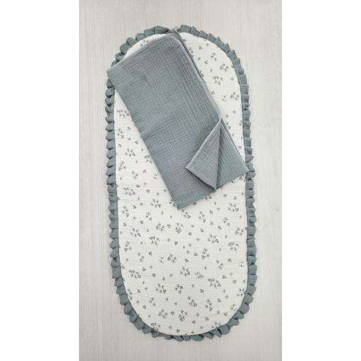 Colchón base capazo con muselina Flores verde    D´peques [0]