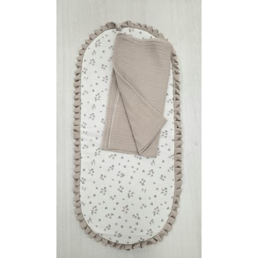 Colchón base capazo con muselina Flores camel    D´peques [0]