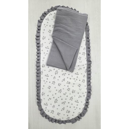 Colchón base capazo con muselina Flores gris   D´peques [0]