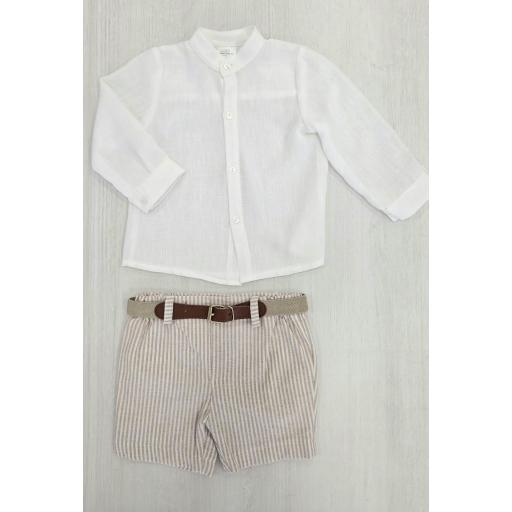 Conjunto camisa raya maquillaje + pantalón + cinturón  ref.26340 [0]