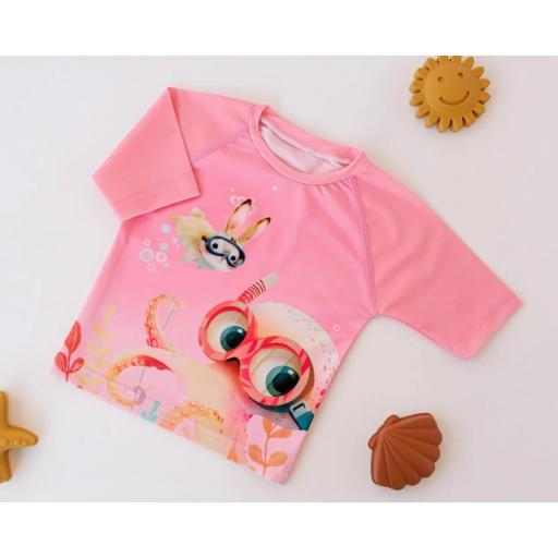 Camiseta baño con protección solar Kiokids rosa ref.6237 [0]