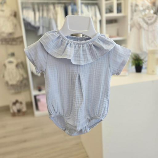 Body bambula celeste manga corta 